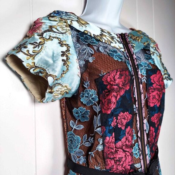 Byron Lars Beguile Pieced Brocade Anthropologie Dress Slim Sheath Floral Size 6 - Picture 5 of 9